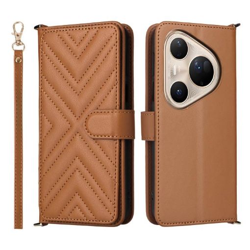 Huawei Pura 80 Ultra 5G Leather Phone Case with 6 Card Slots & Strap - 1