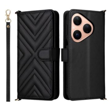 Huawei Pura 80 5G Leather Phone Case with 6-Card Slots & Wrist Strap - 1
