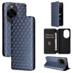 Huawei nova 14 5G Blue Flip Leather Phone Case with Cubic Grid Texture - 1