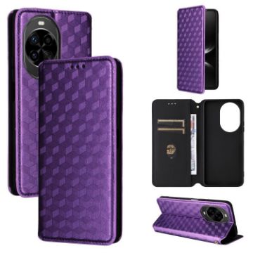 Huawei nova 14 Pro 5G Flip Leather Case - Purple Cubic Grid Texture - 1