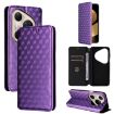 Huawei Pura 80 Ultra 5G Flip Leather Phone Case - Purple Cubic Grid Texture - 1