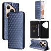 Huawei Pura 80 Pro/Pro+ 5G Blue Leather Flip Case with Cubic Grid Texture - 1