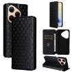 Huawei Pura 80 5G Flip Leather Phone Case Black - Cubic Grid Texture - 1