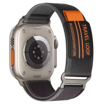 Apple Watch Band 46/49/45/44mm xDfind Metal Buckle Nylon Braided Black Grey - 1