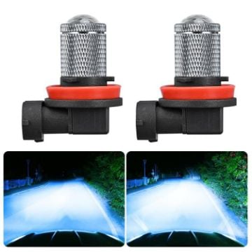 H11 8.5W 12-60V Car Fog Light Bulb Pair - Ice Blue Lens - 1