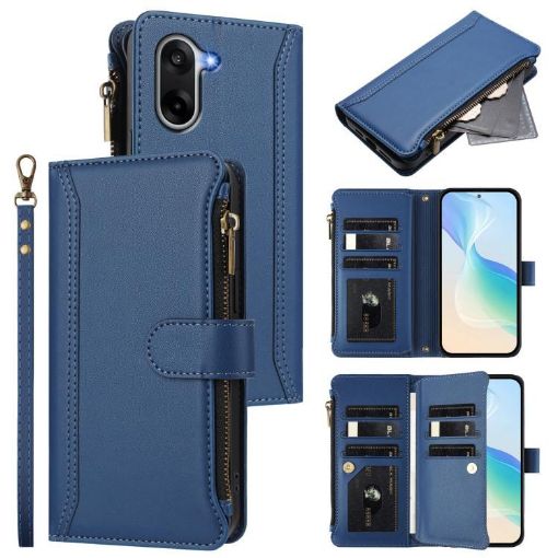 OnePlus Ace 5 Racing Leather Case - 9 Card Slots, Magnetic Closure, Dark Blue - 1