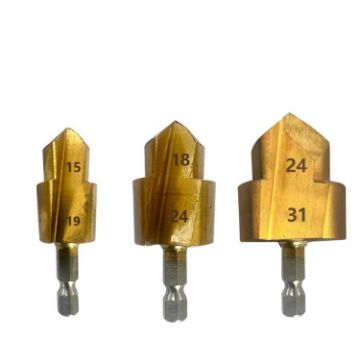 Hex Shank PPR Step Drill Bits Set 3pcs - 20/25/32 Leak Repair Tools - 1