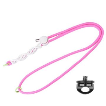 BRDRC Sport Camera Lanyard Pink Rope White Knot 1/4 Inch Screw Anti-Lost - 1