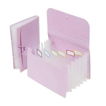 A6 Expanding File Organizer with 7 Pockets, Purple Cover, Natural Inner - 1