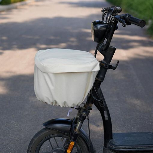 E-bike Basket Beige Sunscreen Cover Rainproof Hanging Storage Bag - 1