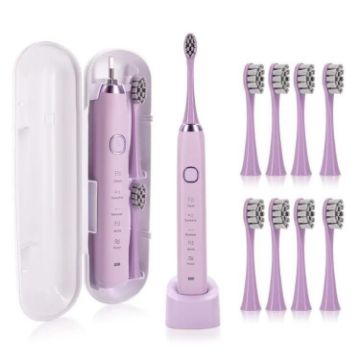 Sarmocare S100 Sonic Electric Toothbrush, 8 Heads, Waterproof, Purple - 1