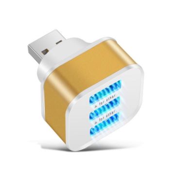 3-Port USB 2.0 Hub Expander - Gold - 1
