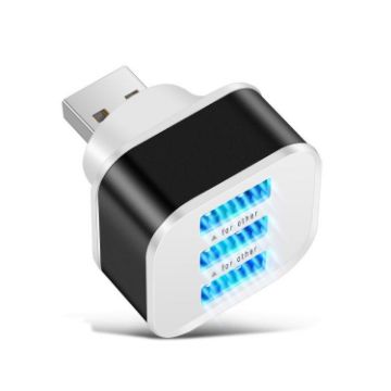 3-Port USB 2.0 Hub Expander - Black - 1