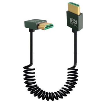 8K 60Hz HDMI 2.1 Spring Cable, 0.5m Length, Reverse Bend Spec - 1