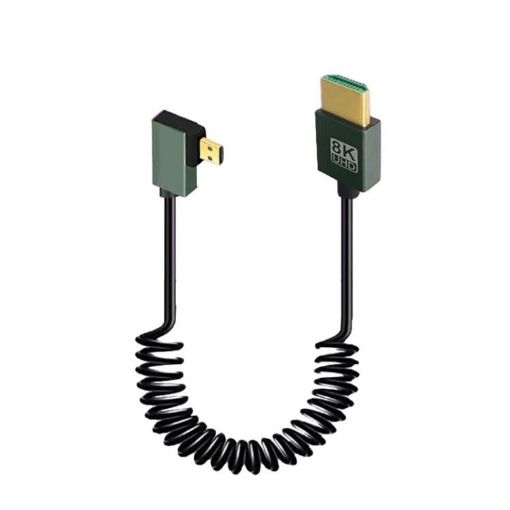 8K 60Hz HDMI 2.1 Spring Cable 0.5m Micro HDMI Right Bend - 1