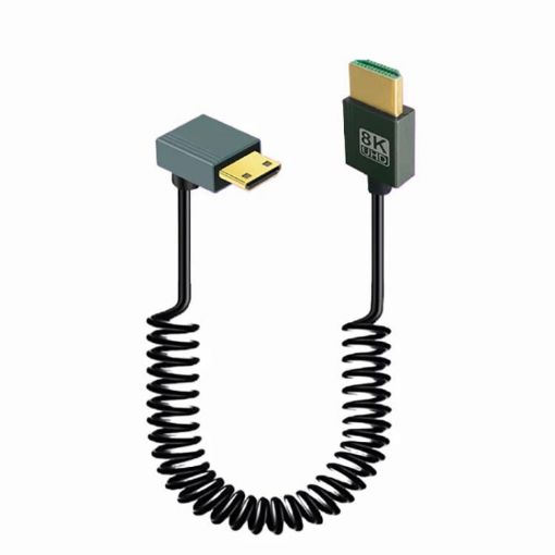 8K 60Hz HDMI 2.1 Spring Cable 0.5m Mini HDMI Positive Bend - 1