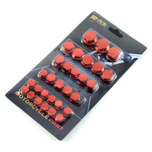 Red Motorcycle Scooter Engine Screw Nut Cap Cover - Decorative Parts - 1