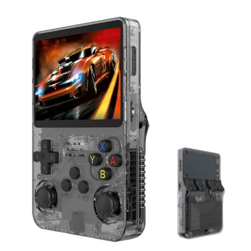 R36S Retro Handheld Game Console 3.5" Screen 64G Clear Black Linux - 1