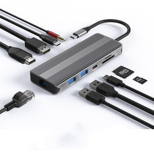 10-in-1 Blueendless Type-C Docking Station: Dual 8K HDMI, DP, Gigabit Network - 1