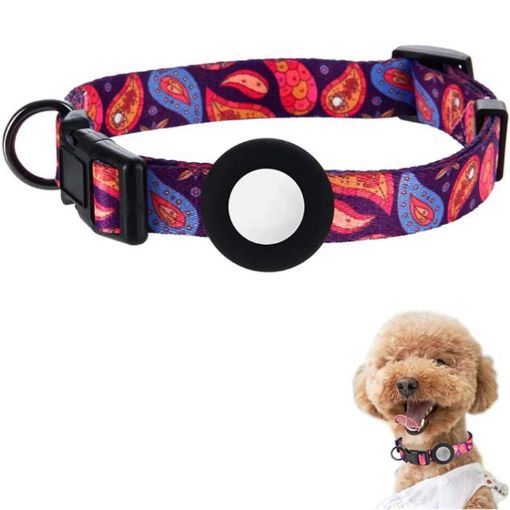 Waterproof Silicone AirTag Pet Collar Case for Cats & Dogs, Size S, Purple - 1
