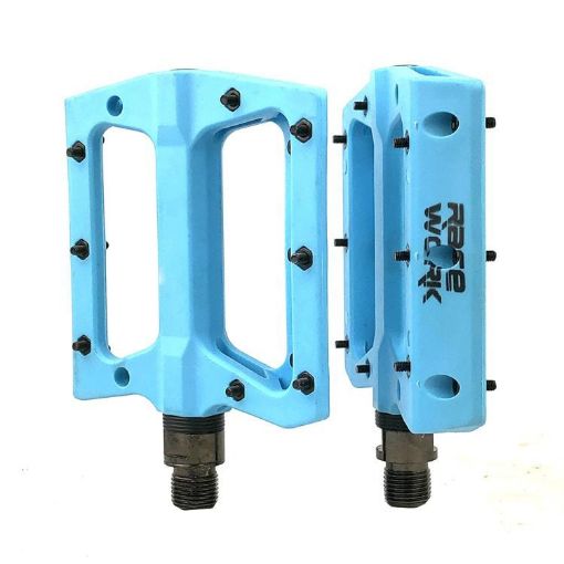 RACEWORK RK091 Mountain Bike Nylon Fiber Anti-slip Pedals - Blue Pair - 1