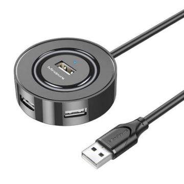 Mindpure US018 USB2.0 4-Port HUB, 1m Black Computer Expansion - 1
