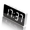 LED Mirror Digital Clock, Type-C Port, 18650 Battery Slot, White - 1