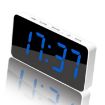 LED Mirror Digital Clock, Type-C Port, 18650 Battery Slot, White+Blue - 1