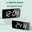 LED Mirror Digital Clock, Type-C Port, 18650 Battery Slot, Black+Blue - 2