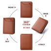 Beige Cross Texture Men's Leather Wallet with Card Holder & ID Bag - 3
