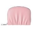Pink Pleated PU Zipper Short Wallet - Women's Solid Color Coin Purse - 1