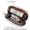 Beige Women PU Zipper Short Wallet - Pleated Solid Color Coin Purse - 6