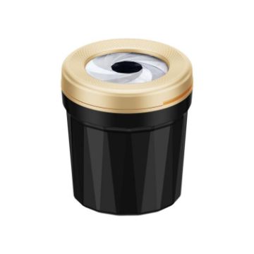 A636 Black Gold Screw Cap Ashtray for Car & Home Desktop Use - 1