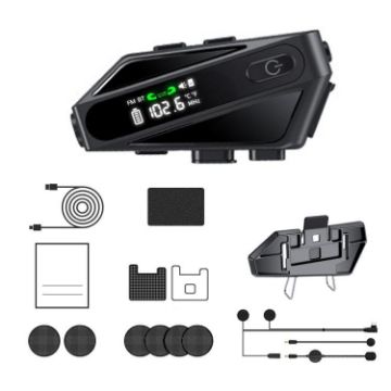 C6 IPX6 Waterproof Bluetooth Helmet Headset with LED & Soft/Hard Mics - 1