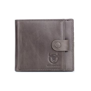 BULL CAPTAIN 038 RFID Anti-Theft Cowhide Wallet with ID Card Slot - Gray - 1