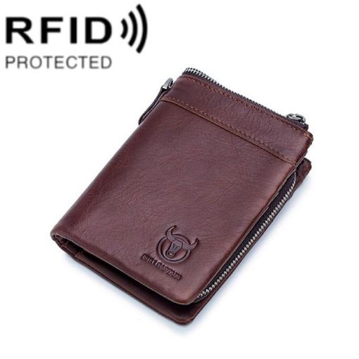 BULL CAPTAIN 050 RFID Anti-theft Wallet with Coin Purse (Coffee) - 1