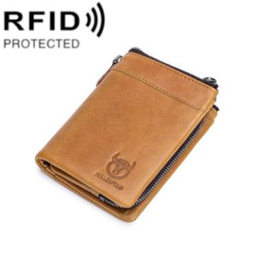 BULL CAPTAIN 050 RFID Anti-theft Wallet with Coin Purse - Yellow Brown - 1
