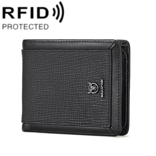 BULL CAPTAIN 07 RFID Anti-theft Cowhide Wallet - Black Cross Print - 1