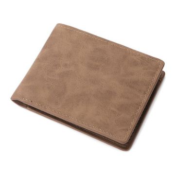 DEABOLAR Men's Brown Leather Short Wallet with Zipper and Card Slots - 1