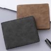 DEABOLAR Men's Brown Leather Short Wallet with Zipper and Card Slots - 2