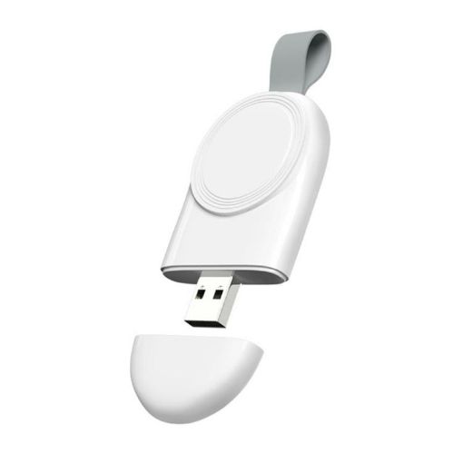 Portable USB Magnetic Wireless Charger for Apple Watch 1-10/SE (White) - 1
