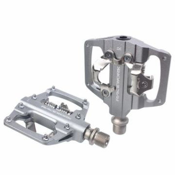 RACEWORK RK213 Dual-purpose Mountain Bike Pedal SPD + Flat (Silver) - 1