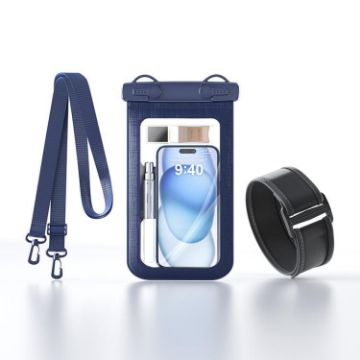 Waterproof Cell Phone Bag IPX8 30m Touch Screen Case with Armband Navy - 1