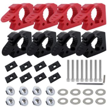 Car Quick-Fix Adjustable Rubber Clamp, 4 Red & 4 Black Clips - 1