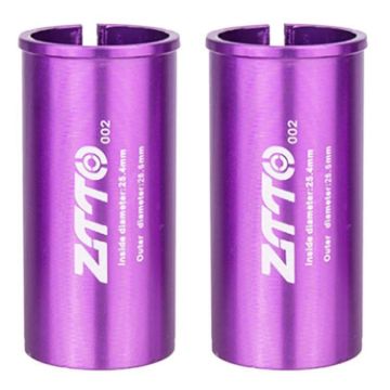 ZTTO Bicycle Seat Post Conversion Sleeve 25.4-28.6mm 2pcs Purple - 1