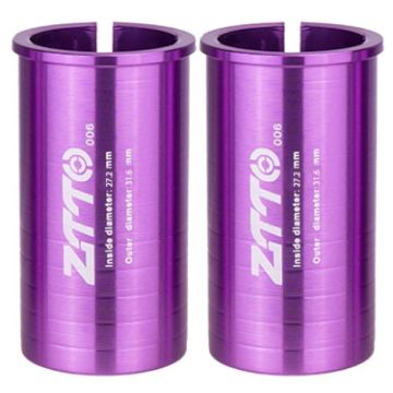 ZTTO Bicycle Seat Post Conversion Sleeve 27.2-31.6mm 2pcs Purple - 1