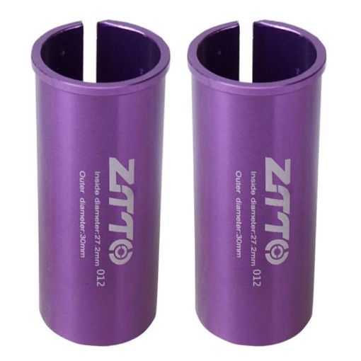 ZTTO Bicycle Seat Post Conversion Sleeve 27.2-30mm 2pcs Purple Reducer - 1