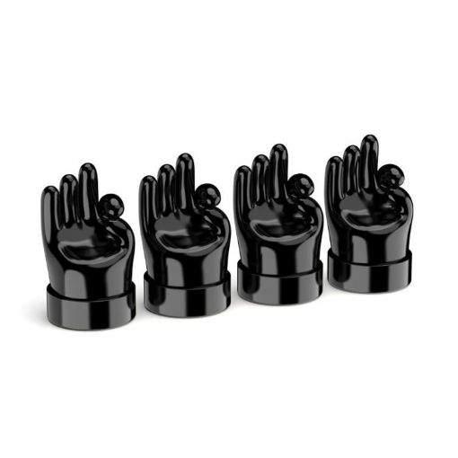 4pcs Car Gesture Valve Tire Caps - Black OK Decorative Rubber Set - 1