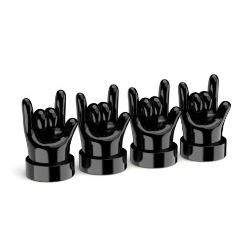 4pcs Car Gesture Valve Tire Caps - Black Rock Decorative Set - 1