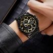 SKMEI 2399 Men's Quartz Watch - Black Gold Steel Band, Business Casual - 8